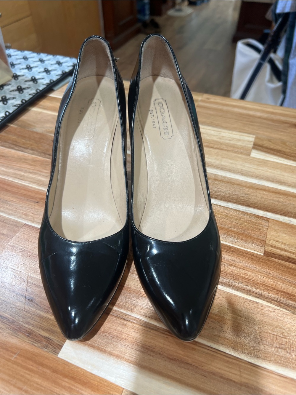 Coach Black Patent Leather Pointed-Toe Pumps
